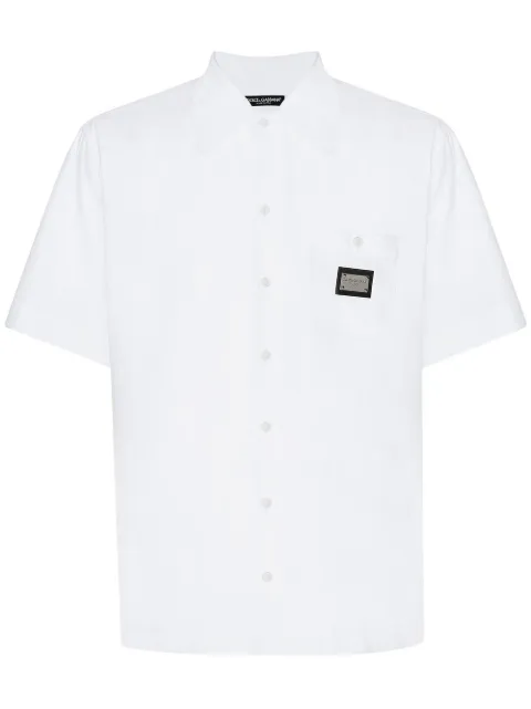 Dolce & Gabbana logo-tag cotton bowling shirt White G5JH9TGF855