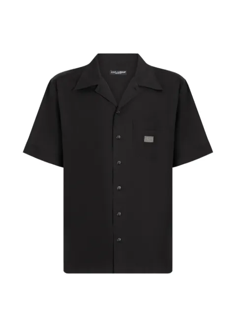 Dolce & Gabbana logo-tag cotton shirt Black G5JH9TGF855