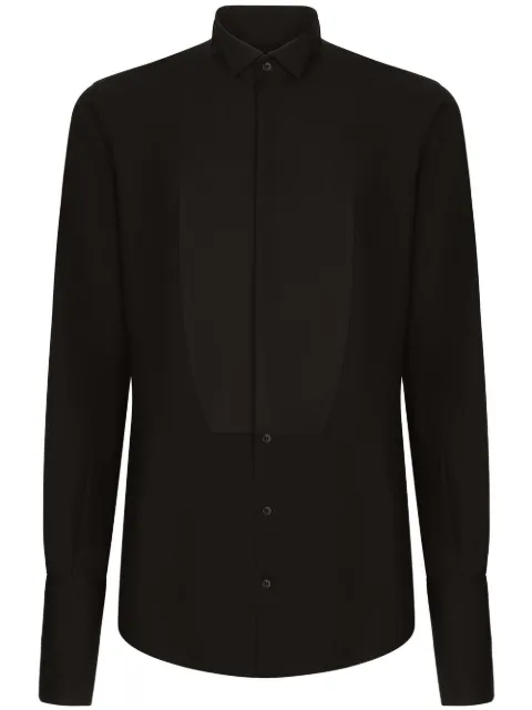 Dolce & Gabbana Gold-fit cotton tuxedo shirt Black G5EN3TFU5T9