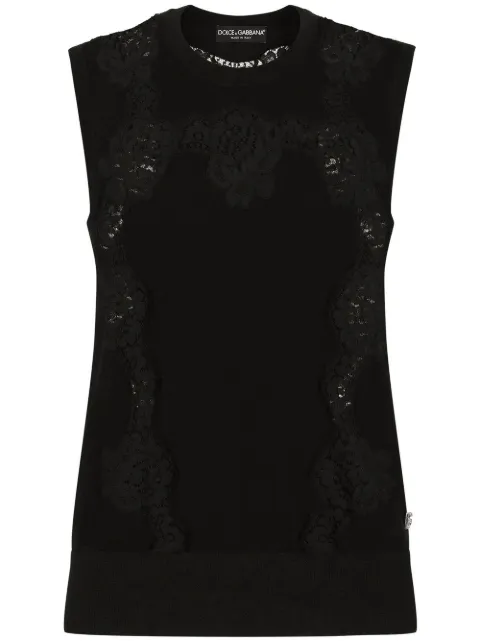 Dolce & Gabbana lace-panel cashmere-silk jumper Black FXJ26TJEMO7