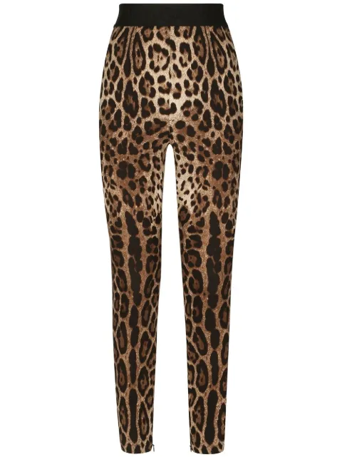 Dolce & Gabbana leopard-print stretch-silk leggings Brown FTCTNTFSADD