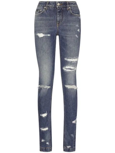 Dolce & Gabbana Girly distressed skinny jeans Blue FTCOWDG8GZ6