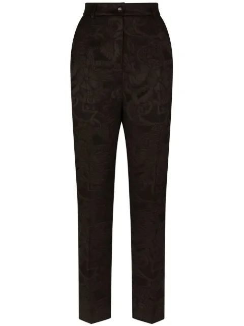 Dolce & Gabbana floral-jacquard tapered-leg trousers Black FTAM2TFJRD0