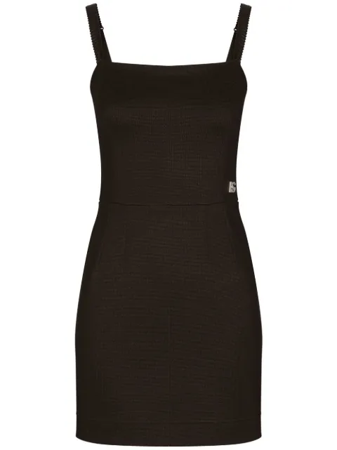 Dolce & Gabbana logo plaque sleeveless mini dress Black F6R3CTFUGPN