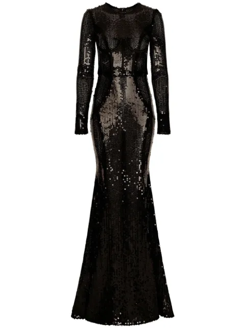 Dolce & Gabbana corset-detail sequinned gown Black F6AUGTFLSHF