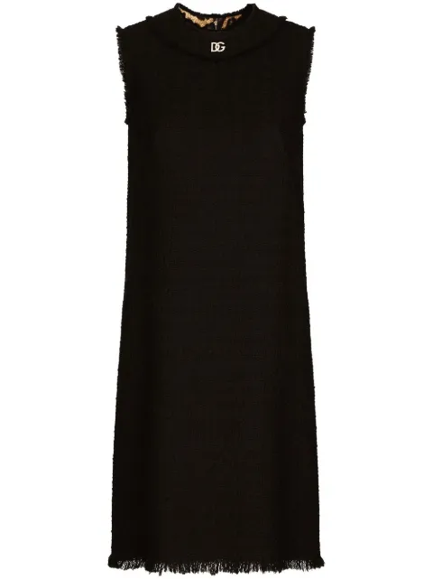 Dolce & Gabbana DG-logo tweed midi dress Black F6ARUTFMMHN