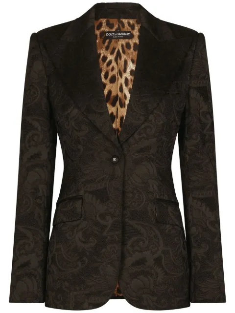 Dolce & Gabbana Turlington floral-jacquard single-breasted blazer Black F29UCTFJRD0