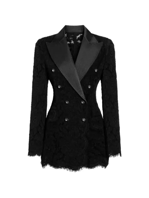 Dolce & Gabbana branded stretch lace Turlington blazer Black F29TRTFLRE1