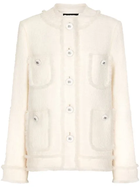 Dolce & Gabbana single-breasted tweed jacket Neutrals F29TPTFMMHN
