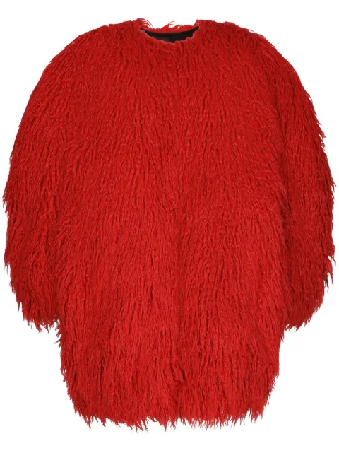 Dolce & Gabbana single-breasted faux-fur coat Red F0C4CTFUSW2