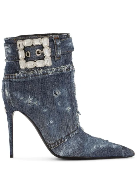 Dolce & Gabbana embellished patchwork-denim ankle boots Blue CT0944AY841