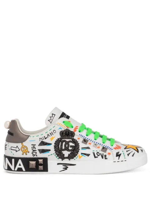 Dolce & Gabbana Portofino studded leather sneakers White CS1772AH502