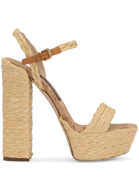 Dolce & Gabbana 145mm raffia platform sandals Neutrals CR1507AH301