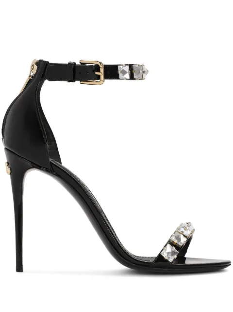 Dolce & Gabbana 105mm rhinestone-embellished leather sandals Black CR1483AG914