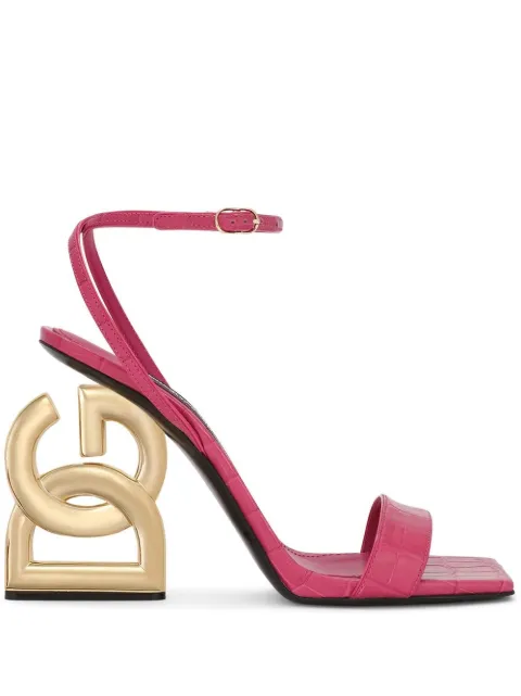 Dolce & Gabbana 3.5 105mm crocodile-embossed leather sandals Pink CR1376AH481