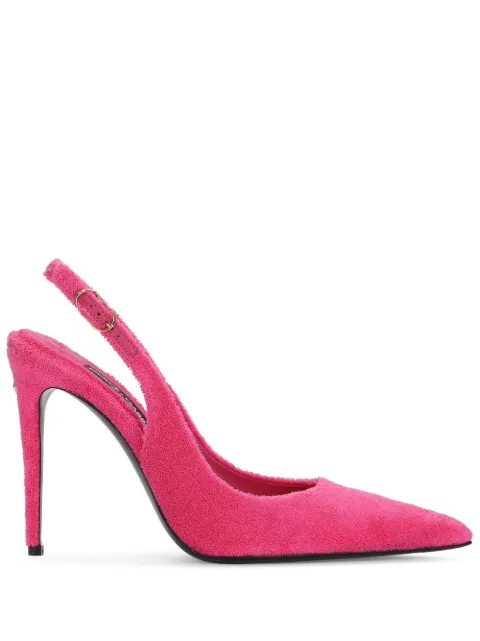 Dolce & Gabbana logo-plaque fleece pumps Pink CG0602AI238