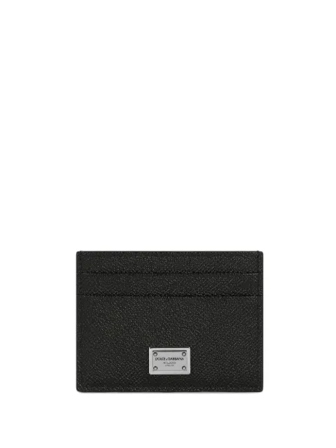 Dolce & Gabbana calfskin card holder with branded plate Black BP0330AG219