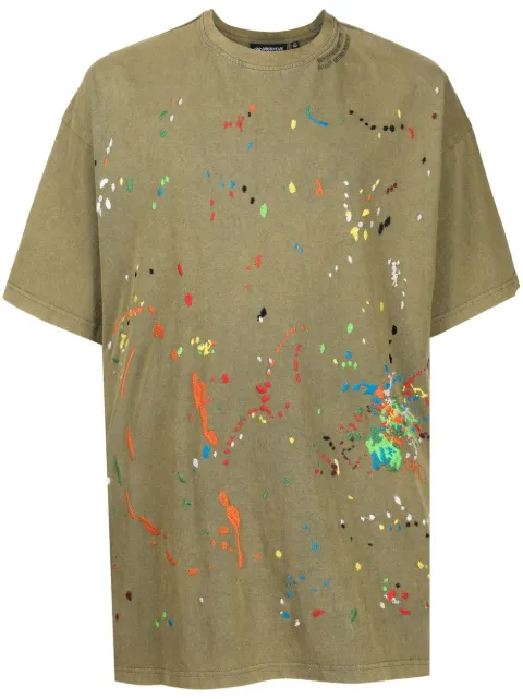 Mostly Heard Rarely Seen Paint-embroidered cotton T-shirt Green MH02BCT10