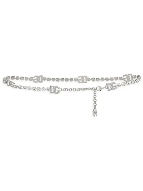Dolce & Gabbana DG-logo rhinestone belt Silver WLO4S2W1111