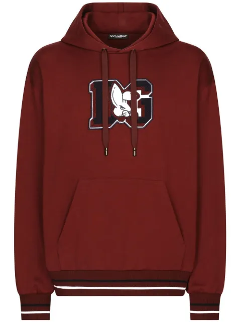 Dolce & Gabbana logo-patch cotton hoodie Red I9611MGG242