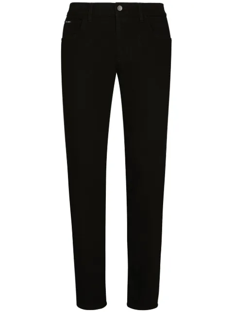 Dolce & Gabbana logo-appliqué slim-cut jeans Black GY07CDG8GW6S9001
