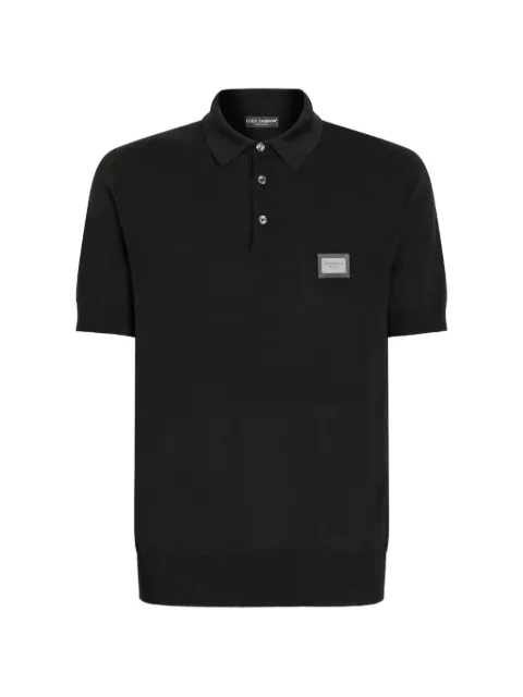 Dolce & Gabbana logo-tag wool polo shirt Black GXO38TJCVC7