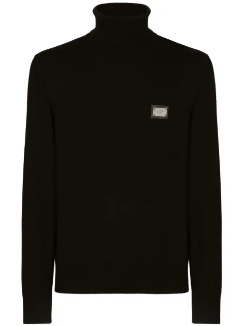 Dolce & Gabbana logo-tag roll-neck wool jumper Black GXO35TJCVC7