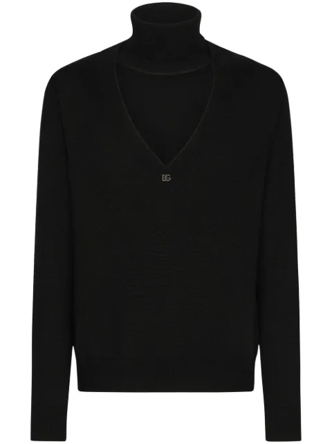 Dolce & Gabbana cut-out roll-neck jumper Black GXM87TJEMG4