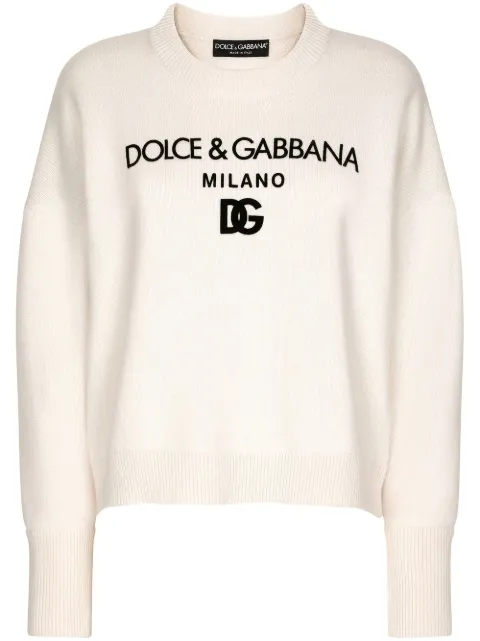Dolce & Gabbana DG-logo cashmere sweater Neutrals FXJ50TJAWU1