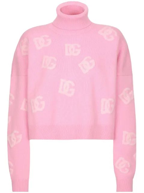Dolce & Gabbana DG-logo cropped cashmere sweater Pink FXJ37TJCVD8