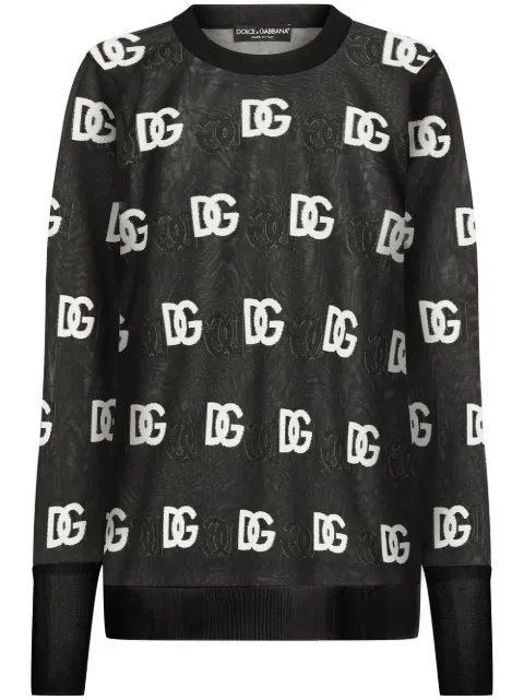 Dolce & Gabbana DG-logo semi-sheer jumper Black FXJ35TJEMB5