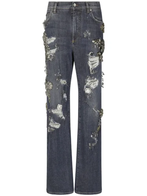 Dolce & Gabbana distressed straight-leg jeans Blue FTCGNZG8HO0