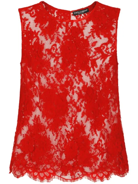 Dolce & Gabbana chantilly-lace sleeveless top Red F772CTHLMU0