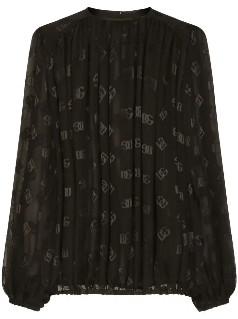 Dolce & Gabbana DG-logo satin blouse Black F761RTFJTBR