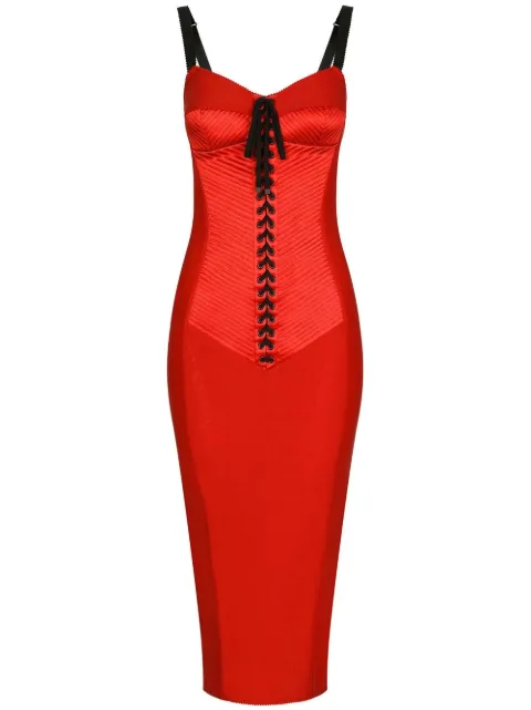 Dolce & Gabbana lace-up detail corset dress Red F6ZG1TFURAD