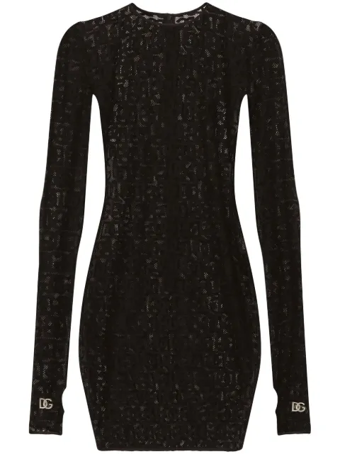 Dolce & Gabbana DG-logo tulle mini dress Black F6ATTTFLEAQ