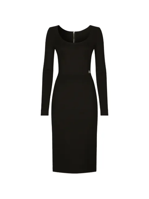 Dolce & Gabbana DG-logo Milano-rib midi dress Black F6ARMTFUGPN
