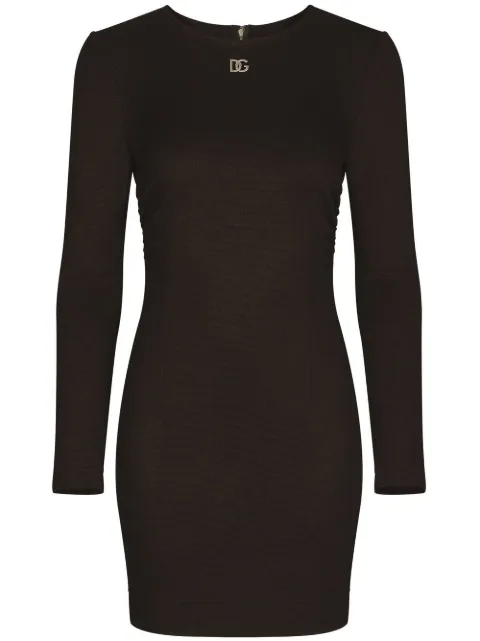 Dolce & Gabbana DG-logo Milano-rib minidress Black F6ACQTFUGPN