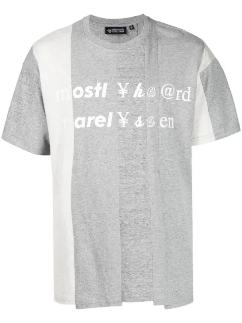 Mostly Heard Rarely Seen Spliced logo-print cotton T-shirt Grey MH02BCT01