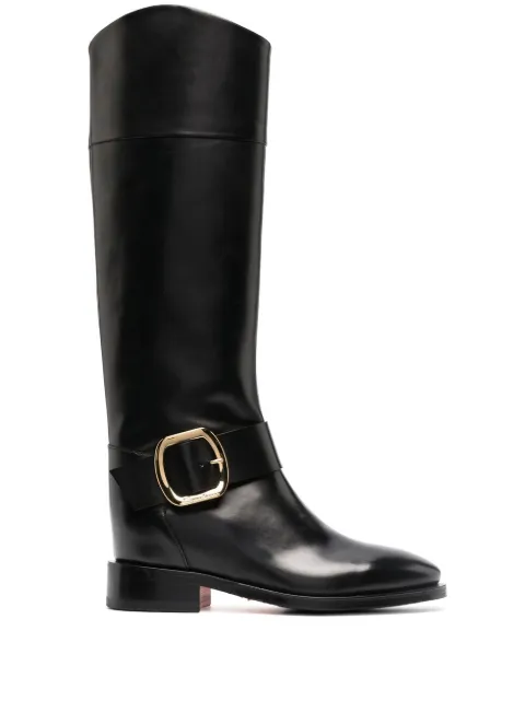 Santoni buckle-detail knee-length boots Black WSHM70235BJ2B