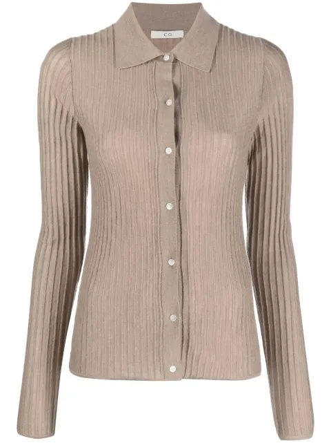 Co ribbed-knit cashmere cardigan Brown 7998BCMESSN