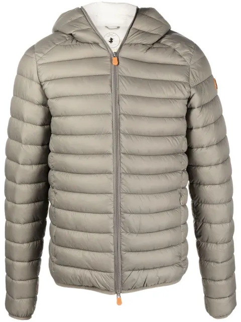 Save The Duck Donald logo-patch hooded padded jacket Neutrals D30650MGIGA15