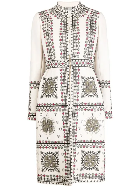 Valentino Garavani Pre-Owned embroidered high-neck coat Neutrals CSLM0922VALCOAT