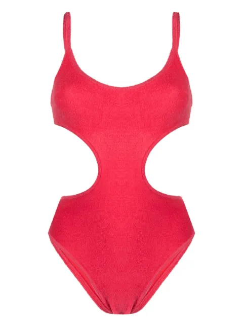 The Attico terry-cloth cut-out swimsuit Red 233WBB68C066