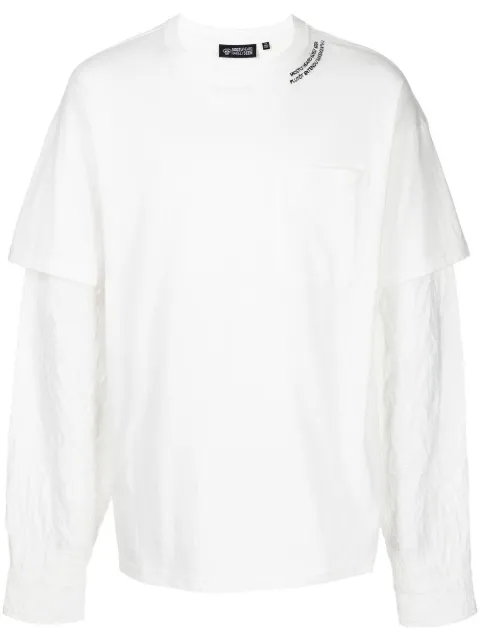 Mostly Heard Rarely Seen Crinkle Woven long-sleeve T-shirt White MH02BCK05