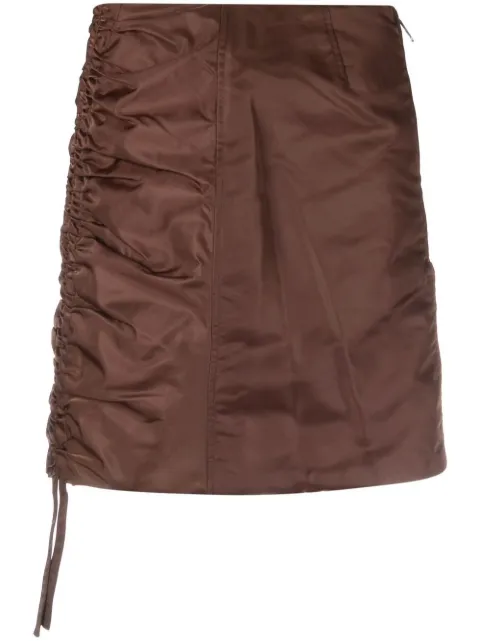 GANNI gathered mini skirt Brown F7373