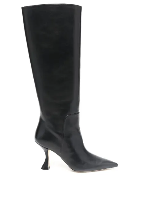 Stuart Weitzman 95mm pointed leather boots Black SC701DSNBLK