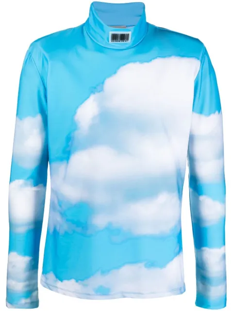 VTMNTS cloud-print high-neck top Blue VL14TO300S