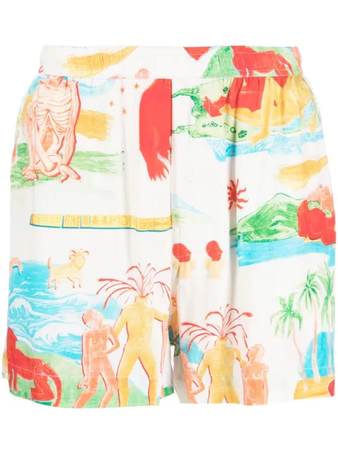Endless Joy Far Away Places printed shorts White FARAWAYPLACEECRU