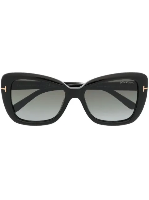 TOM FORD Eyewear logo-detail butterfly-frame sunglasses Black FT1008